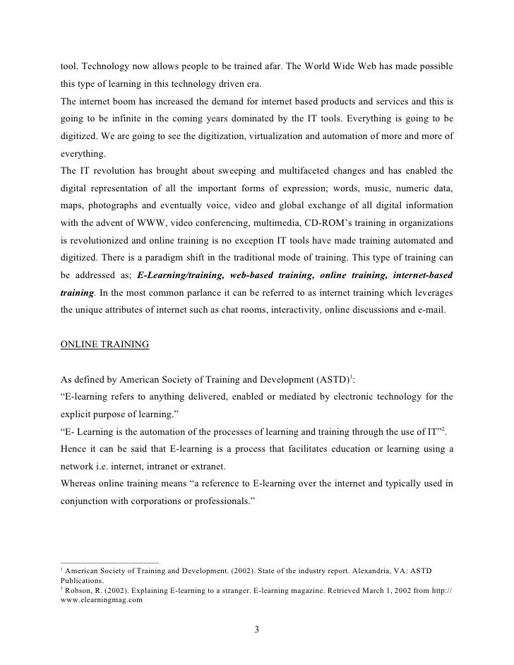 Paper on online training