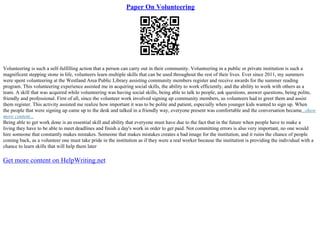 Paper On Volunteering | PPT