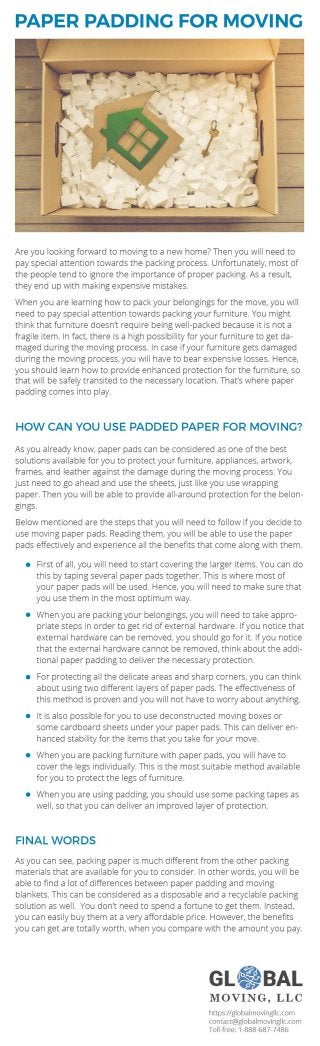 Paper padding for moving