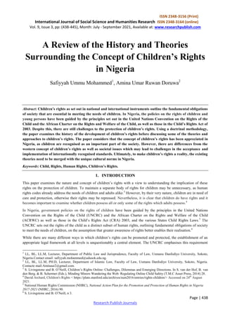 A Review of the History and Theories Surrounding the Concept of Children's  Rights in Nigeria | PDF