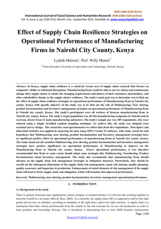 Effect of Supply Chain Resilience Strategies on Operational Performance ...