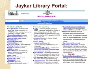 Jaykar Library Paper pres“Library portal an innovative approach for Effective ...