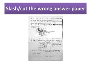 Slash/cut the wrong answer paper
 