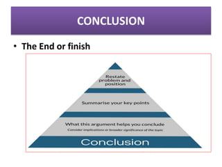 CONCLUSION
• The End or finish
 