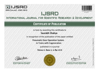 Certificate for Paper publication