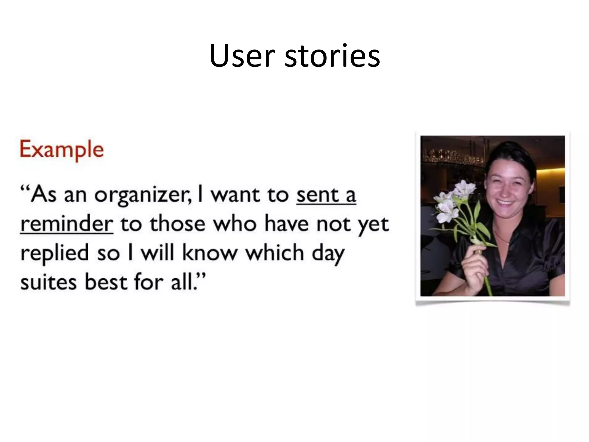 User stories
 