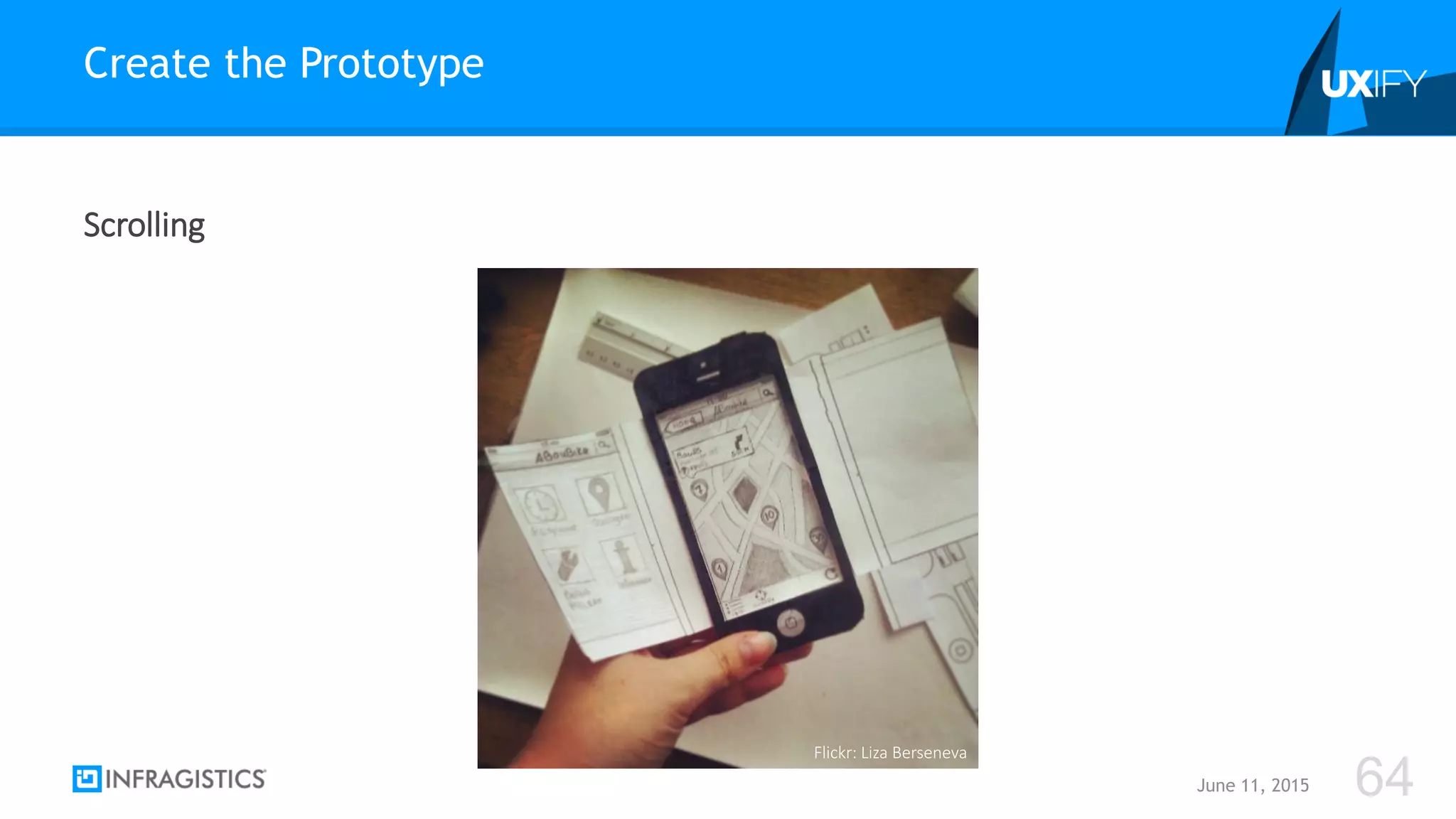 Scrolling
Create the Prototype
June 11, 2015 64
Flickr: Liza Berseneva
 