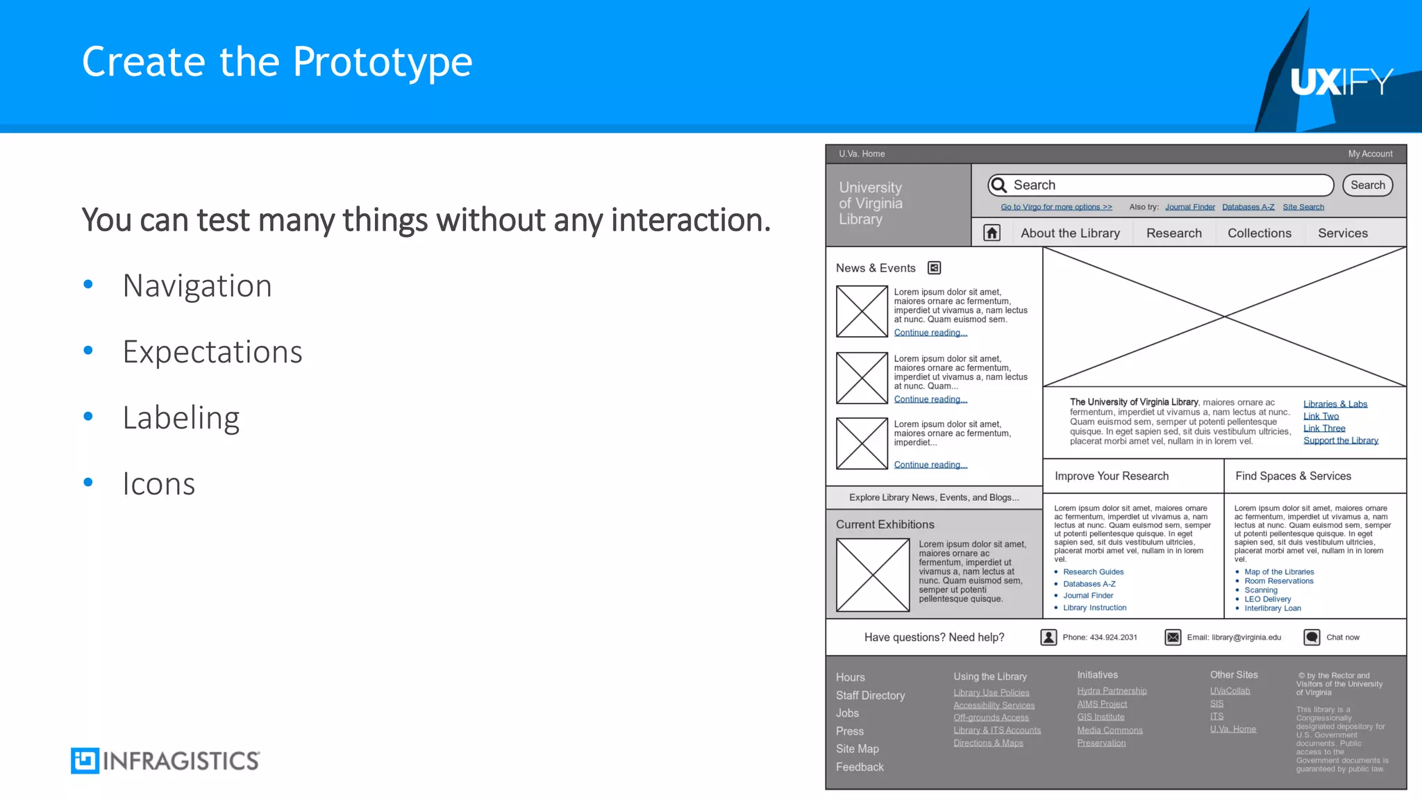You can test many things without any interaction.
• Navigation
• Expectations
• Labeling
• Icons
Create the Prototype
June 11, 2015 71
 