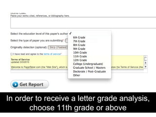 In order to receive a letter grade analysis, choose 11th grade or above 