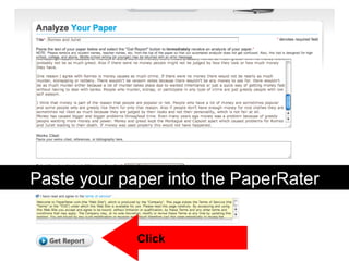 Paste your paper into the PaperRater Click 