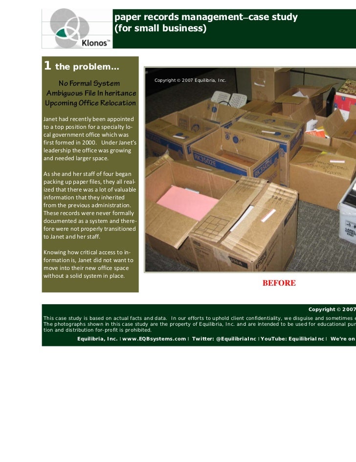 Paper Records Management in Small Businesses A Case Study