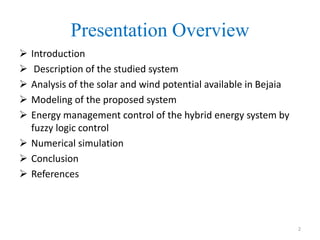 Energy management System(EMS) based fuzzy logic controller of hybrid ...