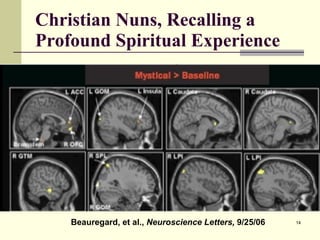 Christian Nuns, Recalling a Profound Spiritual Experience Beauregard, et al.,  Neuroscience Letters,  9/25/06 