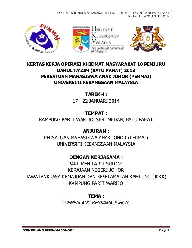 Paperwork Opkim 10 Penjuru Batu Pahat