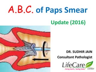 A.B.C. of Paps Smear
Update (2016)
DR. SUDHIR JAIN
Consultant Pathologist
…Caring hearts, healing hands
 