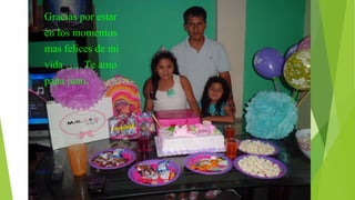 Gracias por estar
en los momentos
mas felices de mi
vida ….. Te amo
papa juan.
 