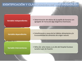 IDENTIFICACIÓN Y CLASIFICACIÓN DE  LAS VARIABLES