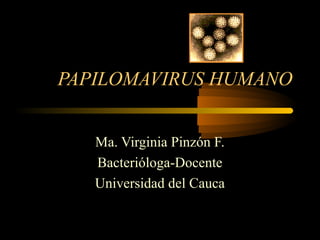 PAPILOMAVIRUS HUMANO
Ma. Virginia Pinzón F.
Bacterióloga-Docente
Universidad del Cauca
 