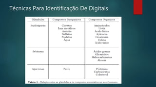 Técnicas Para Identificação De Digitais
 