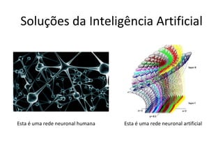 Soluções da Inteligência Artificial Esta é uma rede neuronal humana Esta é uma rede neuronal artificial 