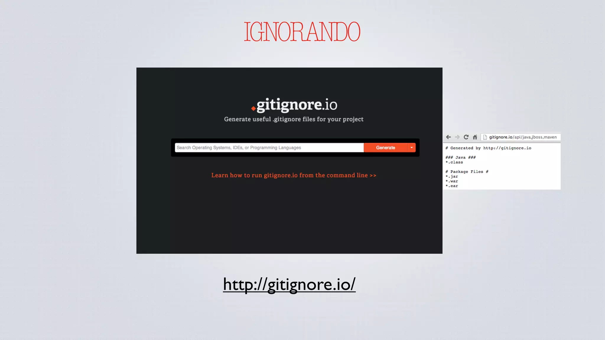 IGNORANDO
http://gitignore.io/
 