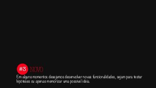 #3
Em alguns momentos desejamos desenvolver novas funcionalidades, sejam para testar
hipóteses ou apenas memorizar uma possível ideia.
NOVO
 