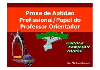 Prova de Aptidão 
Profissional/Papel do 
Professor Orientador 
Filipe Mathusso Lunavo 
 