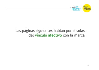 Las páginas siguientes hablan por sí solas
        del vínculo afectivo con la marca
 