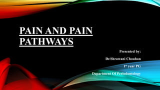 PAIN AND PAIN
PATHWAYS
Presented by:
Dr.Shrawani Chouhan
1st year PG
Department Of Periodontology
 