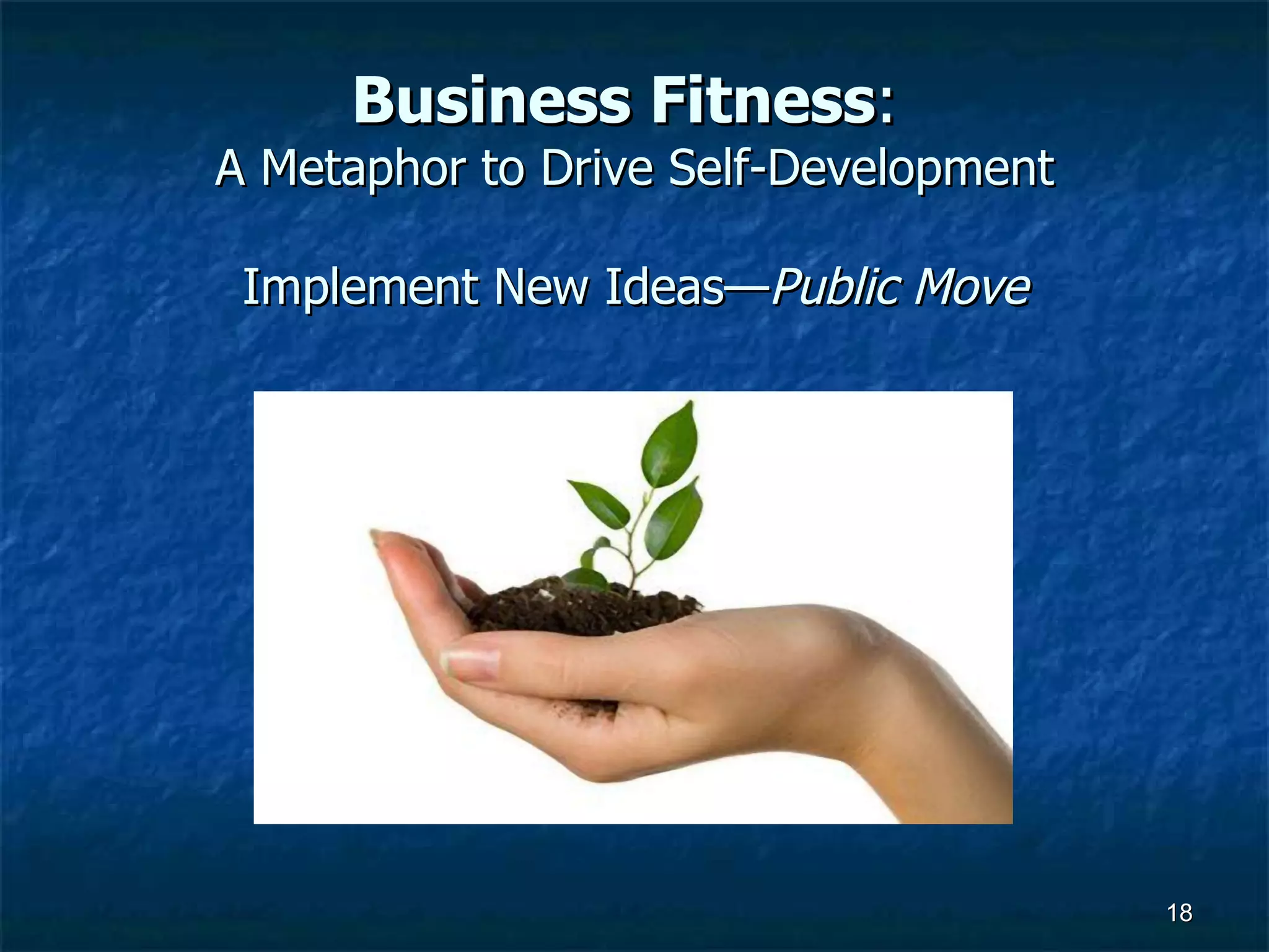 Business Fitness :  A Metaphor to Drive Self-Development Implement New Ideas— Public Move 