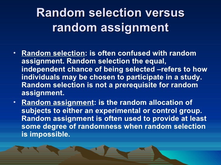Random assignment vs random sample