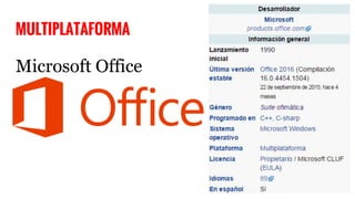 MULTIPLATAFORMA
Microsoft Office
 