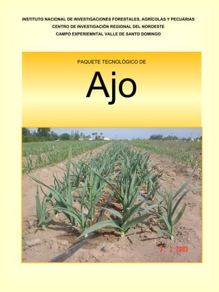 PAQUETE TECNOLÓGICO DE Ajo INSTITUTO NACIONAL DE INVESTIGACIONES FORESTALES, AGRÍCOLAS Y PECUARIAS CENTRO DE INVESTIGACIÓN REGIONAL DEL NOROESTE CAMPO EXPERIEMNTAL VALLE DE SANTO DOMINGO 