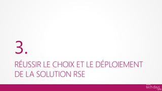 3.
RÉUSSIR LE CHOIX ET LE DÉPLOIEMENT
DE LA SOLUTION RSE
 
