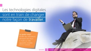 tech.days 2015#mstechdaysSESSION
Les technologies digitales
sont en train de changer
notre façon de travailler.
Le saviez-vous?
80.8% des utilisateurs
déclarent lire leurs
e-mails sur des
appareils mobiles
(source: HubSpot)
 