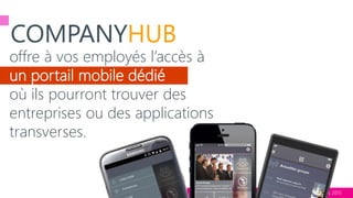 tech.days 2015#mstechdaysSESSION
offre à vos employés l’accès àa
un portail mobile dédié
où ils pourront trouver des
entreprises ou des applications
transverses.
 