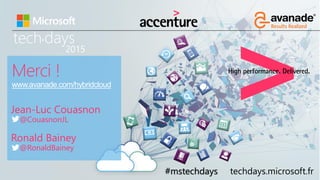 tech days•
2015
#mstechdays techdays.microsoft.fr
Merci !
Jean-Luc Couasnon
@CouasnonJL
Ronald Bainey
@RonaldBainey
 