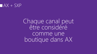 Chaque canal peut
être considéré
comme une
boutique dans AX
 