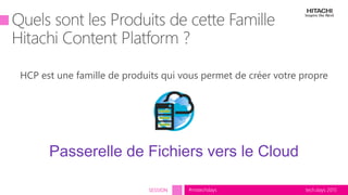 tech.days 2015#mstechdaysSESSION
Cloud StorageDropbox™Passerelle de Fichiers vers le Cloud
HCP est une famille de produits qui vous permet de créer votre propre
 