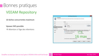 tech.days 2015#mstechdaysSimplifier vos backups dans le cloud grâce à VEEAM et Microsoft StorSimple
VEEAM Repository
16 max
 