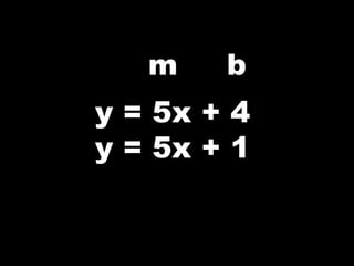 m b
y = 5x + 4
y = 5x + 1