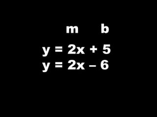m b
y = 2x + 5
y = 2x – 6