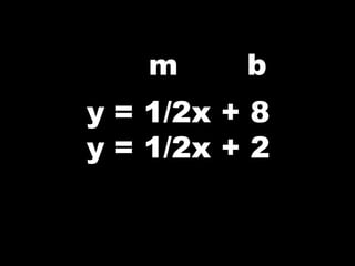 m b
y = 1/2x + 8
y = 1/2x + 2