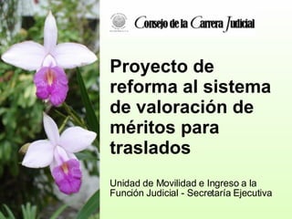 Proyecto de reforma al sistema de valoración de méritos para traslados Unidad de Movilidad e Ingreso a la Función Judicial - Secretaría Ejecutiva 