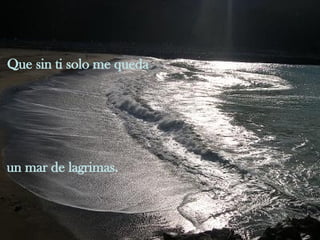 Que sin ti solo me queda  un mar de lagrimas. 