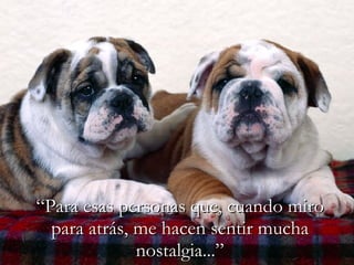 “ Para esas personas que, cuando miro para atrás, me hacen sentir mucha nostalgia...” 