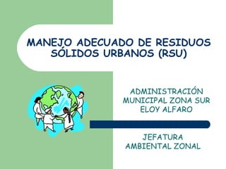 MANEJO ADECUADO DE RESIDUOS SÓLIDOS URBANOS (RSU) JEFATURA AMBIENTAL ZONAL ADMINISTRACIÓN MUNICIPAL ZONA SUR ELOY ALFARO 