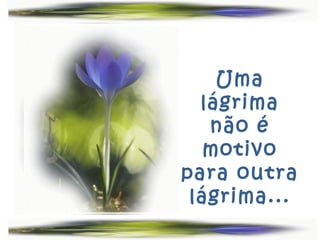 Uma
  lágrima
   não é
   motivo
para outra
 lágrima...
 