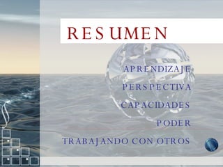 RESUMEN APRENDIZAJE PERSPECTIVA CAPACIDADES PODER TRABAJANDO CON OTROS 