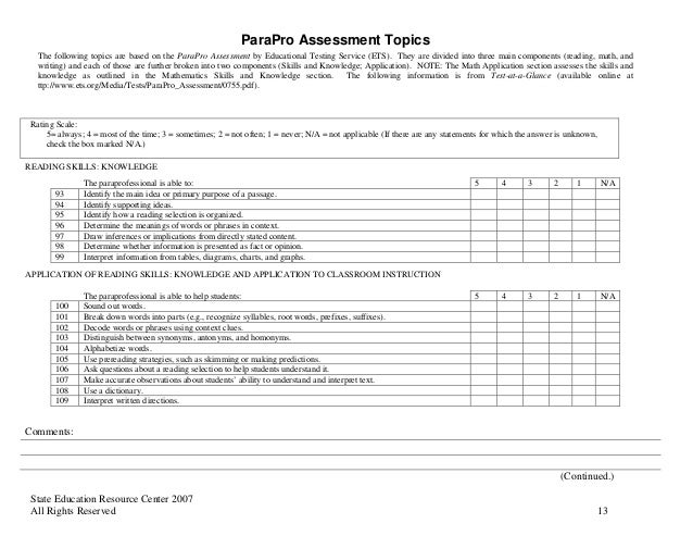 Study guide for paraprofessional test free